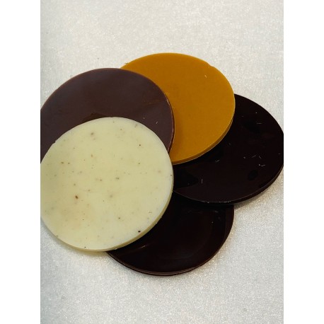 Palets Extra Plat Chocolat Noir, Lait ou Blanc Palets Extra Plat Chocolat Noir, Lait ou Blanc